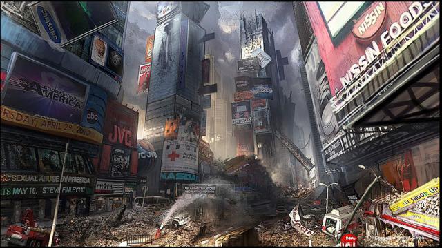 Fine Art: Times Square Is Less Of A Hassle After Aliens Blow It Up