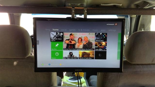 A Big TV In The Back Of A Car Turns The 360 Into A Portable System