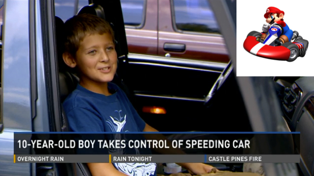 Boy Credits Mario Kart After He Stops Out-of-Control Car