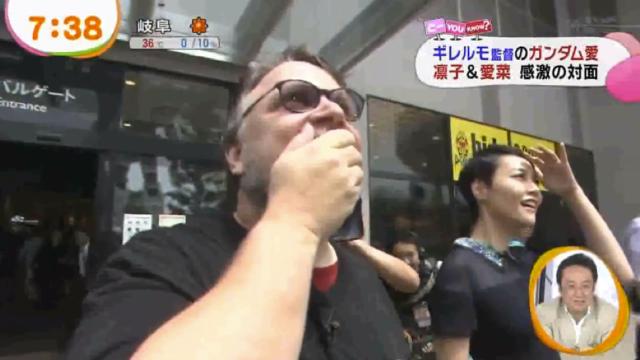 Here’s Guillermo Del Toro Looking At A Giant Gundam