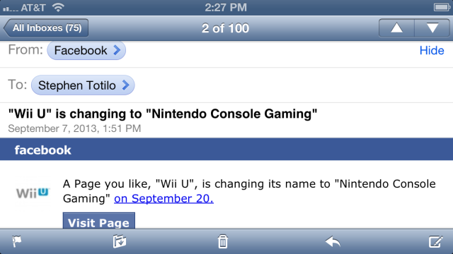 Nintendo’s Official Wii U Facebook Page Gets A Curious Name Change
