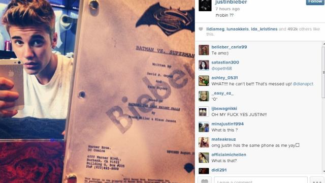Justin Bieber Posted A Batman Vs Superman Script. Trolling…Right?