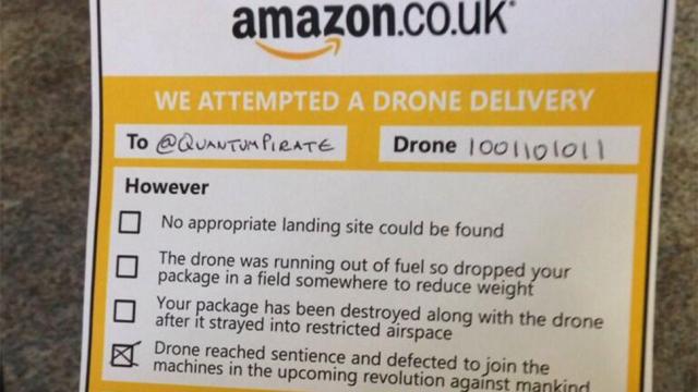 Amazon’s Drone Delivery Notices Will Hopefully Be A Little Cheerier