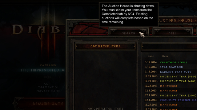 The Diablo III Auction House Is Gone.
