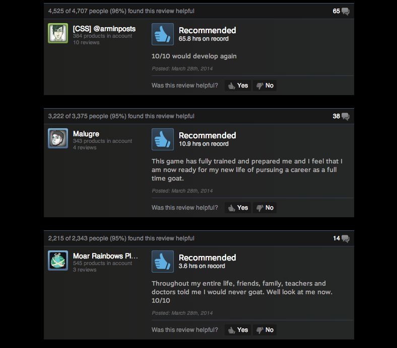 Goat Simulator, As Told By Steam Reviews
