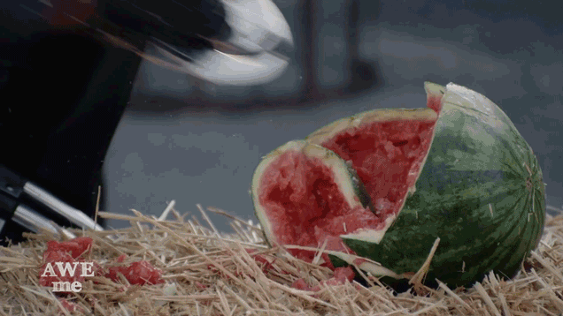 Guy Forges The Blade From Blade, Annihilates Watermelon With It