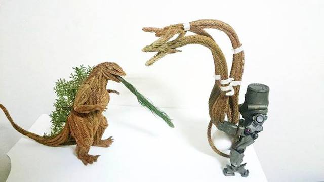 Godzilla Made From Pine Tree Branches Is A Lovely Fire Hazard