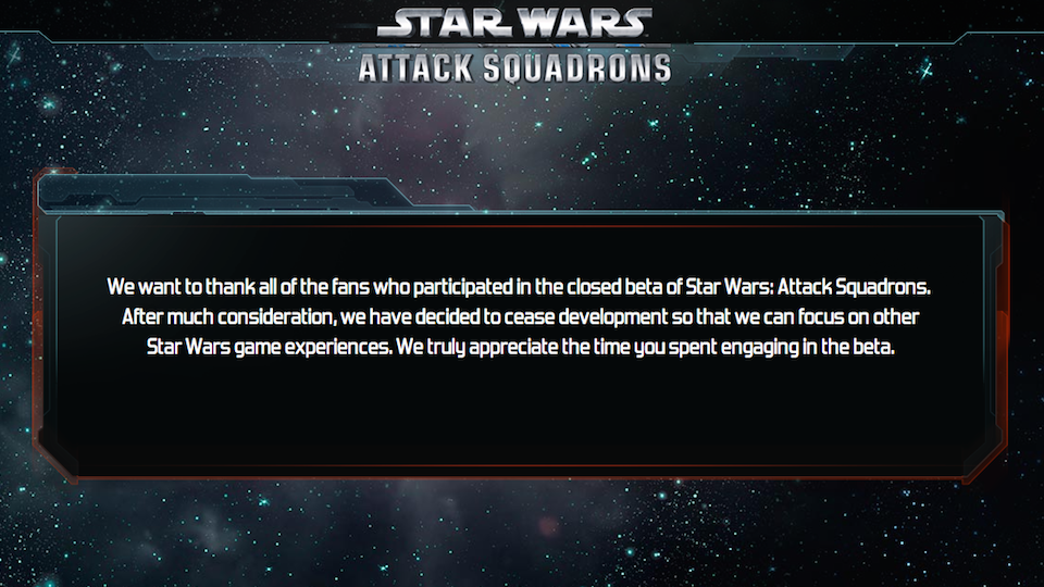 New Star Wars Space Combat Game Already Cancelled