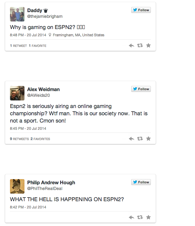Some Sports Fans Upset ESPN Is Airing Video Game Tournaments