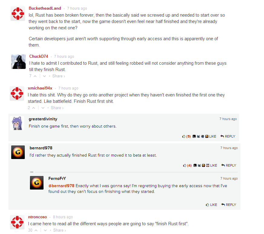 Some Fans Pissed At Rust Creators For Working On New Game