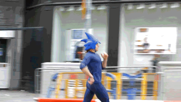 Real-Life Sonic The Hedgehog Outruns Tram