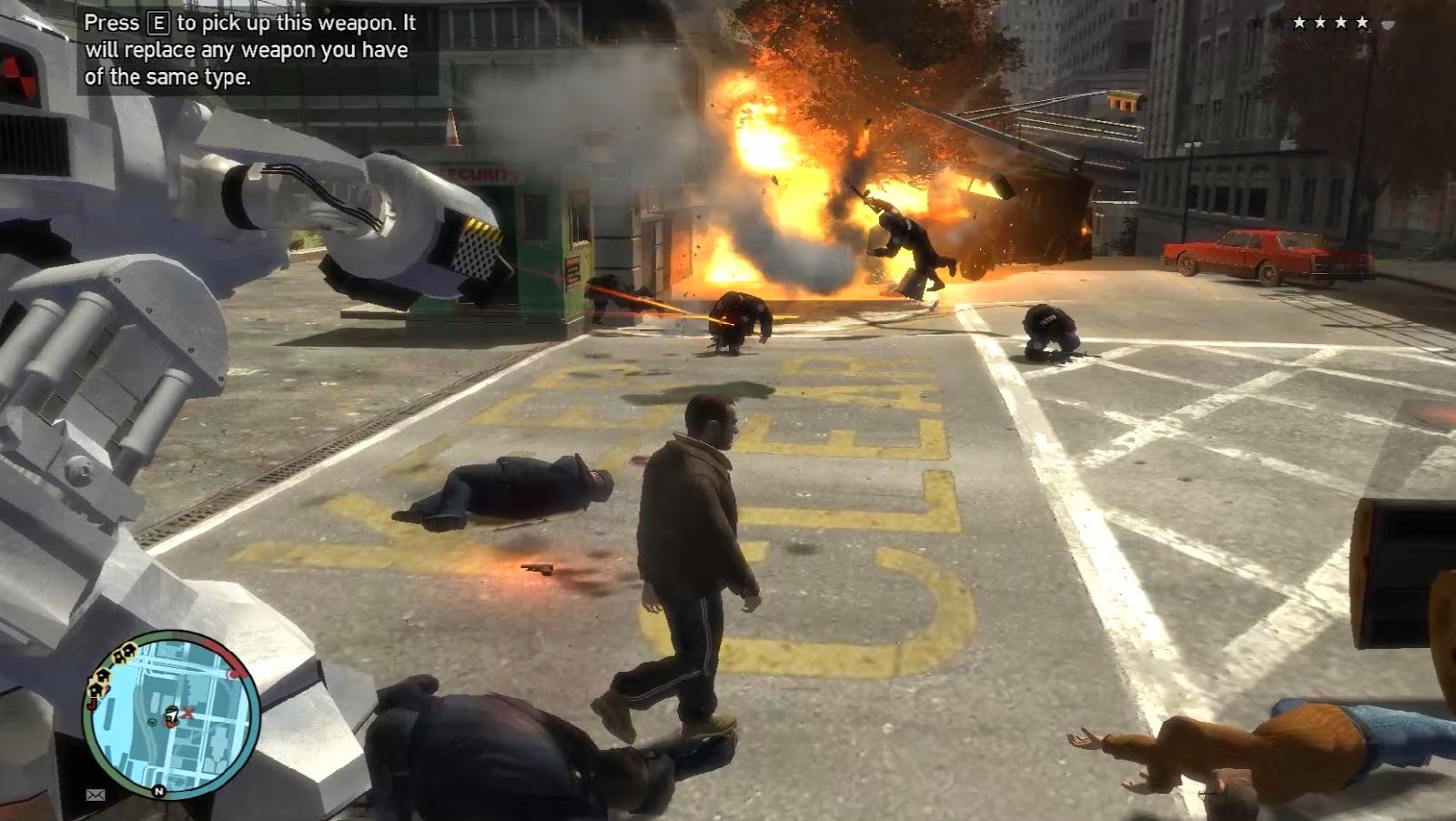 RoboCop’s ED-209 Stands Proudly Over A Flaming Wreckage In GTA IV