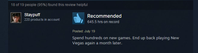 Fallout: New Vegas, As Told By Steam Reviews
