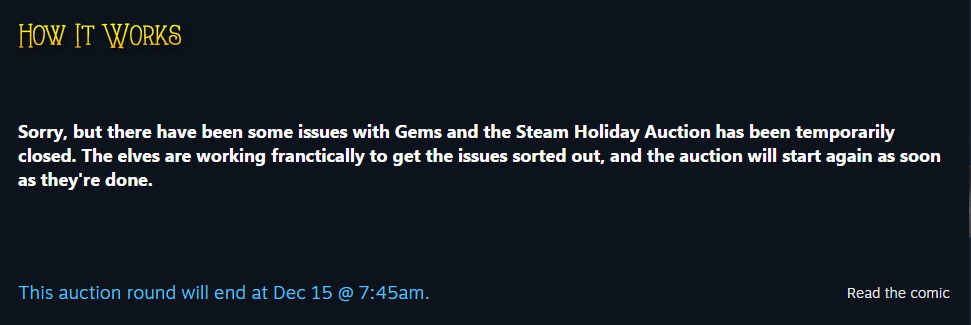 Steam Holiday Auction Shuts Down After Gem Exploits Spread