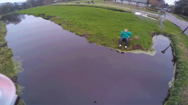 Guy Saves His Drone From Drowning At The Last Second