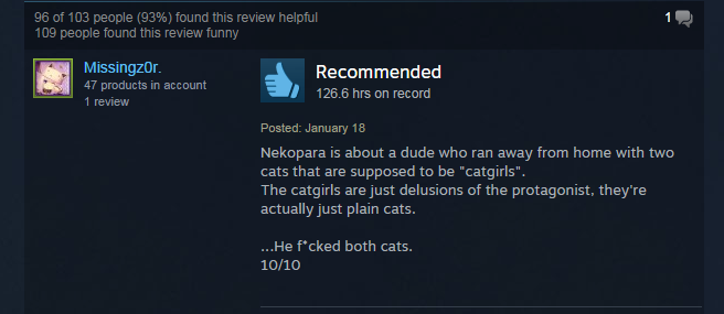 Nekopara Vol. 1, As Told By Steam Reviews