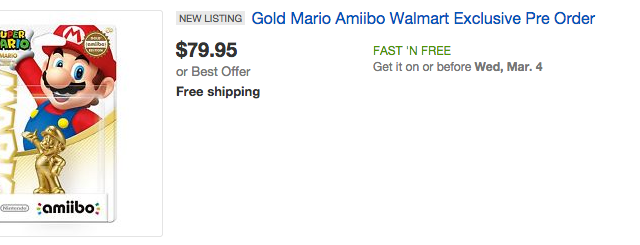 Gold Amiibos Already Sold Out In The US, Going For Stupid Prices On EBay