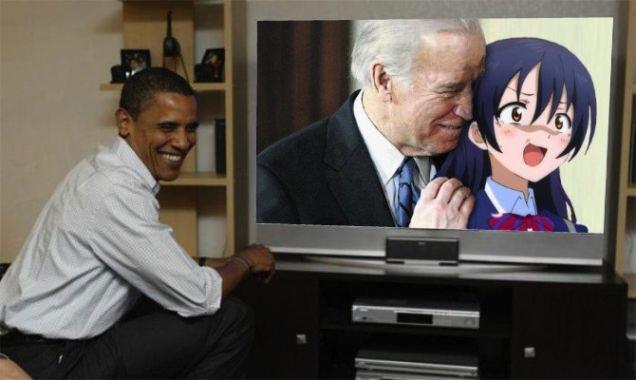 Joe Biden Gets Too Close To Anime Girls