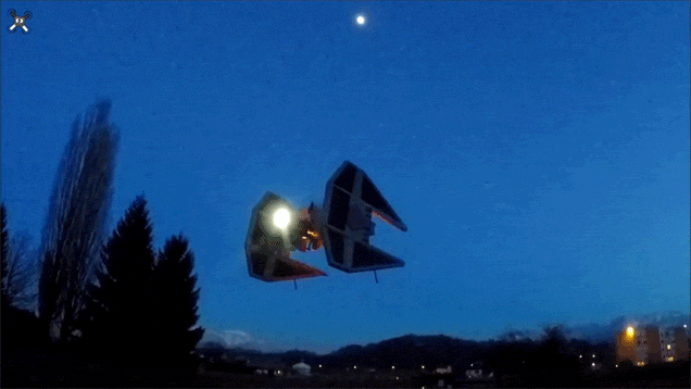 TIE Interceptor Drone Lights Up The Night Sky