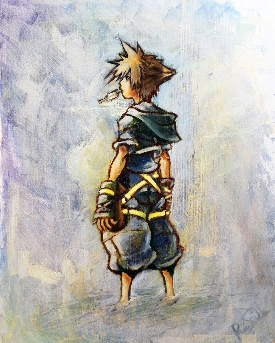 An Oil Painting Of Sora From Kingdom Hearts