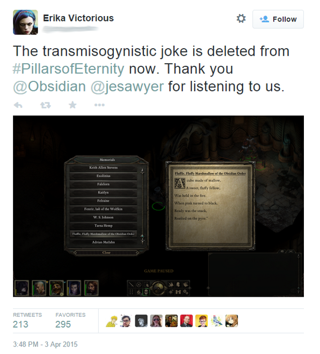 Pillars Of Eternity Fan Text Changed After Player Complaints