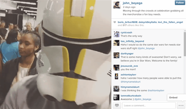Force Awakens Actor Roamed Star Wars Con Disguised As Clone Trooper