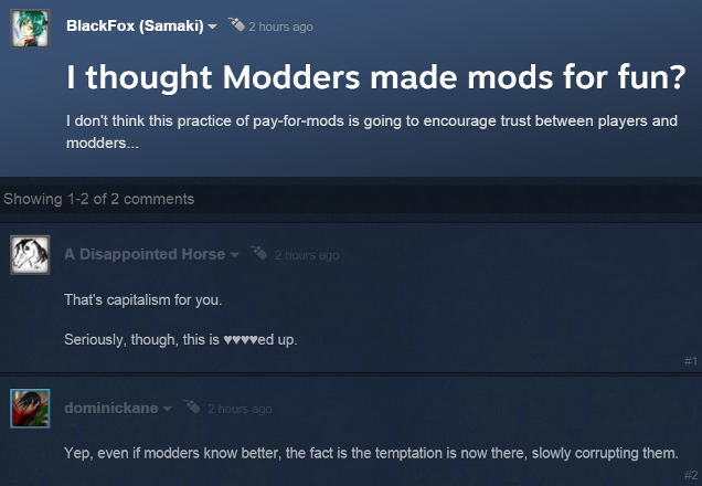 Steam Users See Big Problems With Charging For Mods