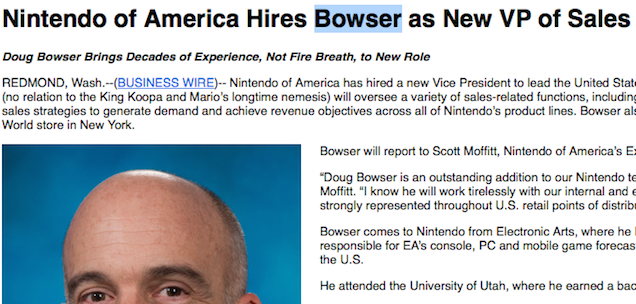 This Is Doug Bowser, Nintendo’s New VP Of Sales