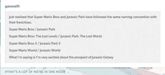 Fan Theory Uses Super Mario To Predict Jurassic Galaxy