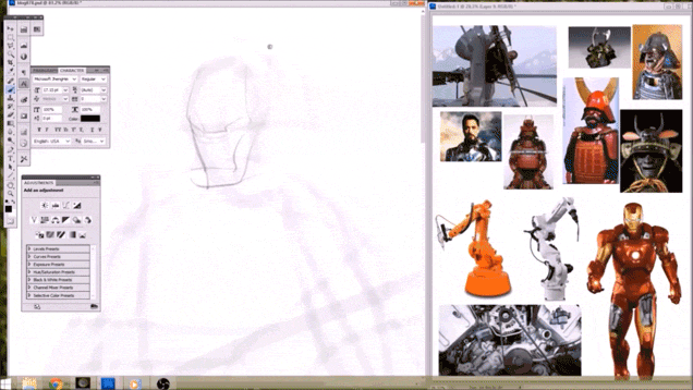 Watch An Artist Sketch Iron Man As A Samurai