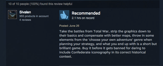 Civil War Game Pulled From Apple Store Now Doing Great On Steam