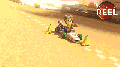 Bowser Gets Banana Bombed In Mario Kart