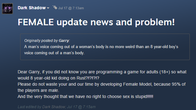 Rust Players Divided Over Unchangeable Character Sexes
