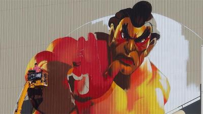 Giant Street Fighter Graffiti Covers Building