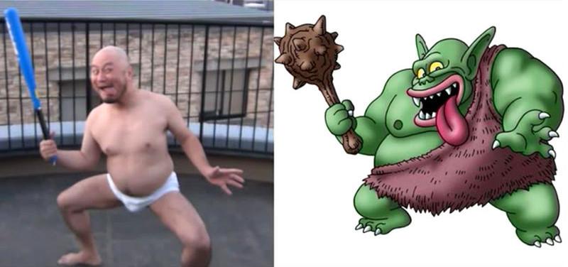 Man Impersonates Dragon Quest Characters In His Underwear