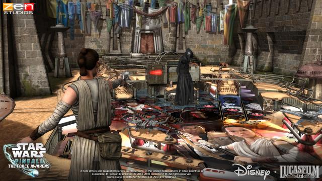 Rey Gets Premium Placement On The Star Wars: The Force Awakens Pinball Table