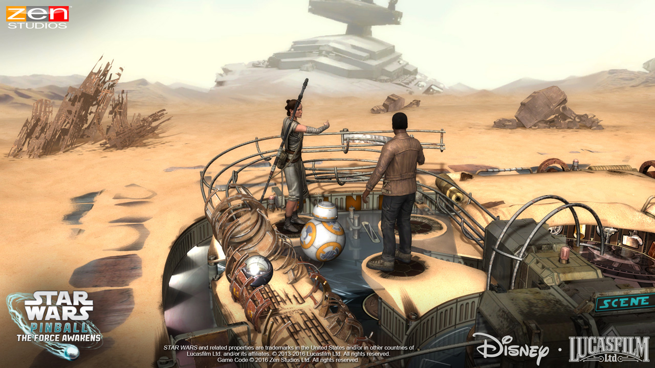 Rey Gets Premium Placement On The Star Wars: The Force Awakens Pinball Table