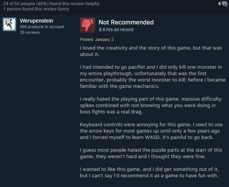Undertale, As Told By Steam Reviews