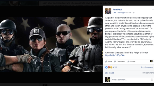 Ron Paul Cops Rainbow Six Image For Anti-FBI Article