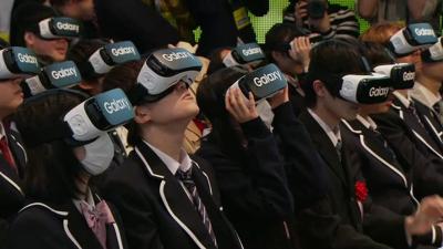 Japanese Students Wear VR Headsets At School Ceremony