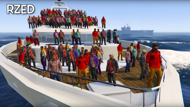 GTA V Player Sinks A Yacht With 100 Bodies