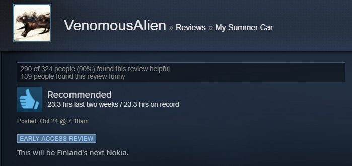 My Summer Car, As Told By Steam Reviews