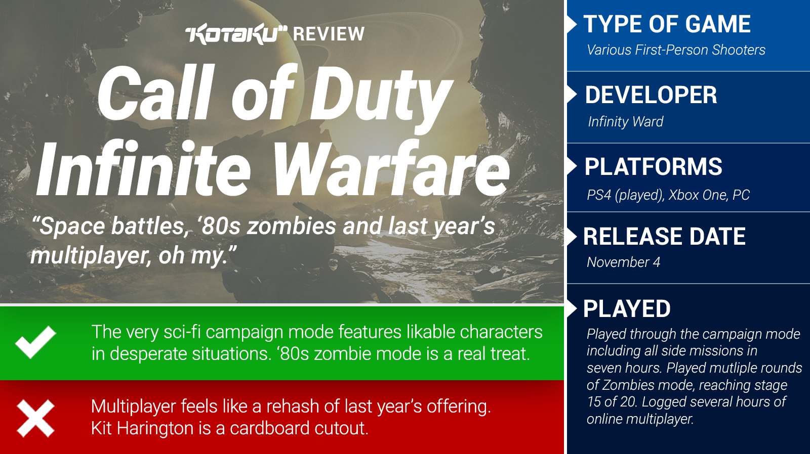 Call Of Duty: Infinite Warfare: The Kotaku Review
