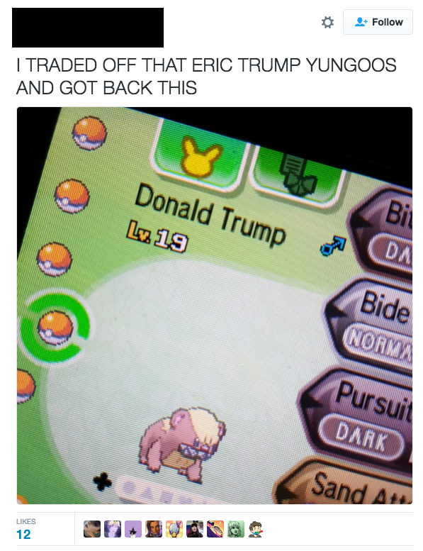 Pokemon Sun And Moon’s Wonder Trade Is Full Of Monsters Named Donald Trump