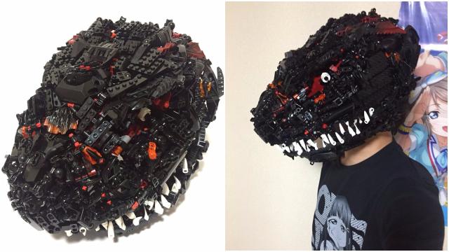A Godzilla Mask Made From LEGO