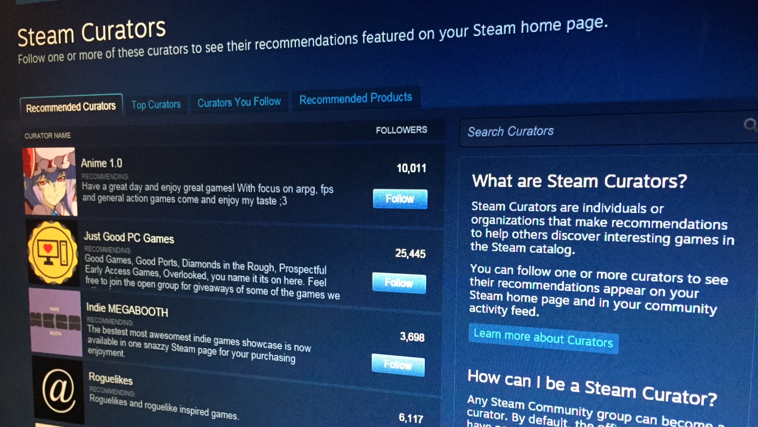 Valve Still Hasn’t Fixed Steam Curators