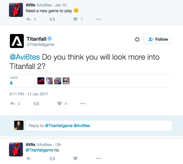 Titanfall Twitter Spams Random People Who Tweet They Want New Games