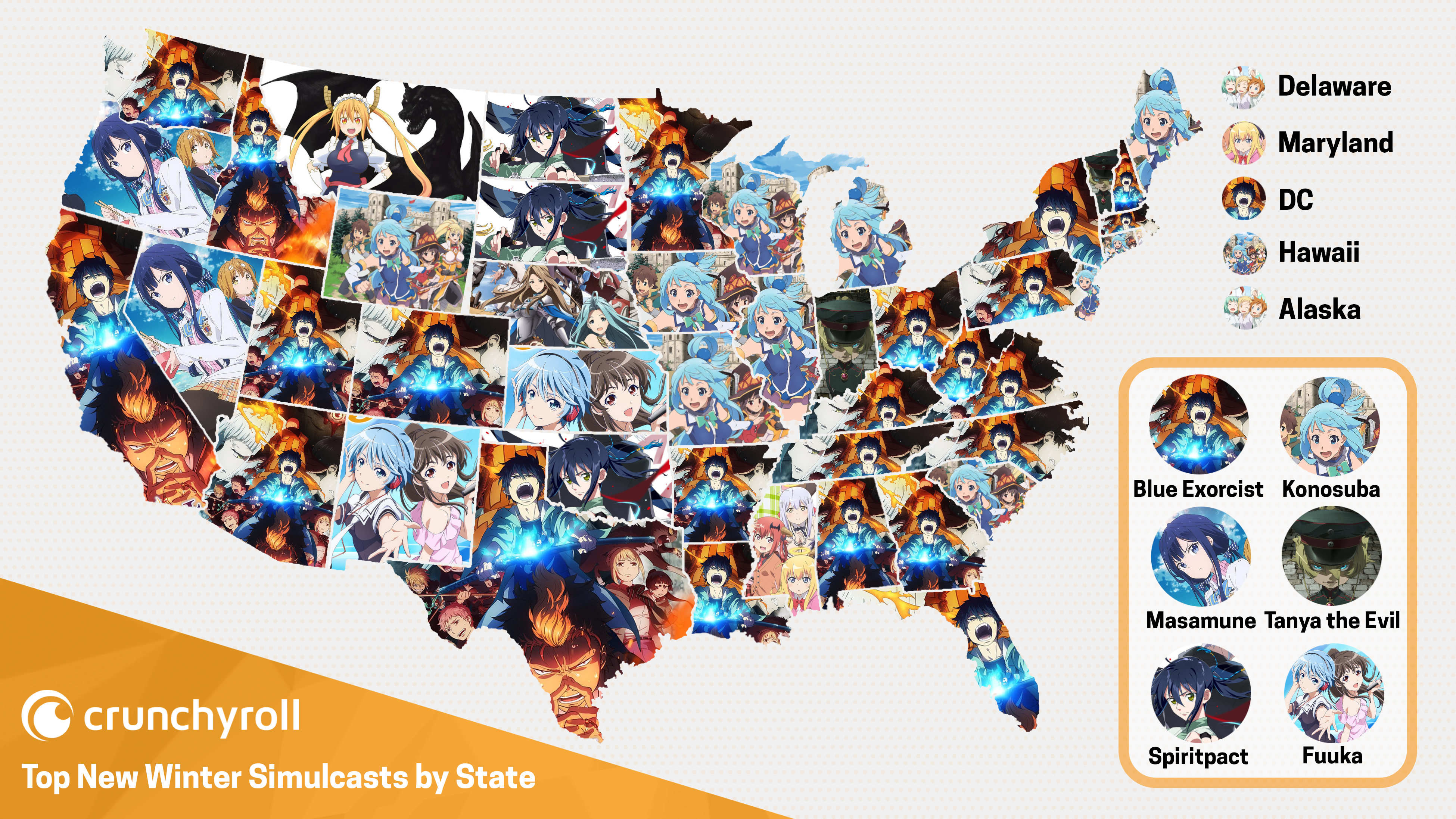 Favourite Winter Anime By State
