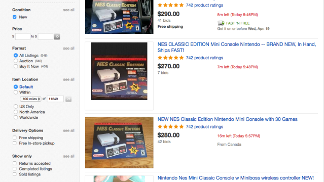 NES Classic’s Ebay Price Triples, Surprising No One