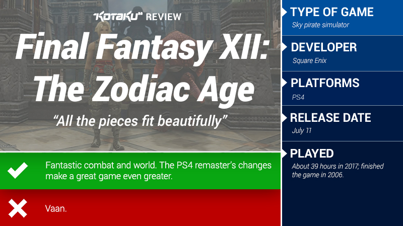 Final Fantasy 12 The Zodiac Age: The Kotaku Review